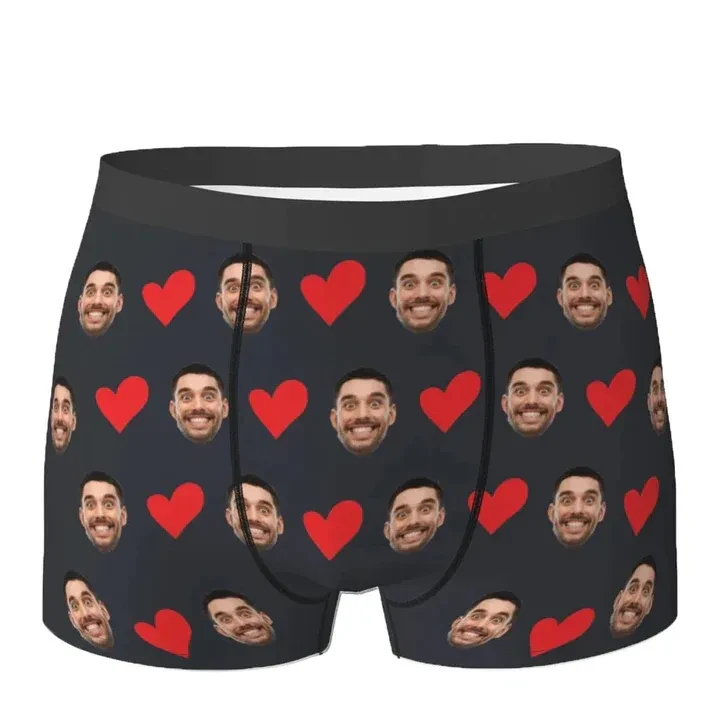 Personalized Face Photo Underwear Custom Heart Boxer Briefs Custom Men Briefs Gift For Husband - Anniversary Gift For Dad