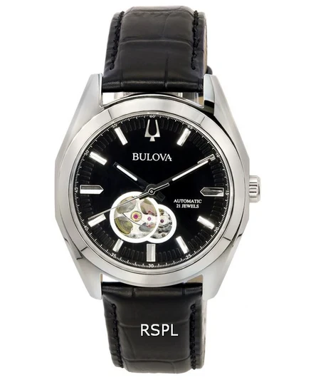 Bulova Surveyor Black Open Heart Dial Automatic 96A273 Men's Watch