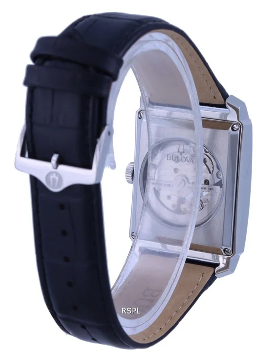 Bulova Sutton Open Heart Black Dial Leather Strap Automatic 96A269 Men's Watch