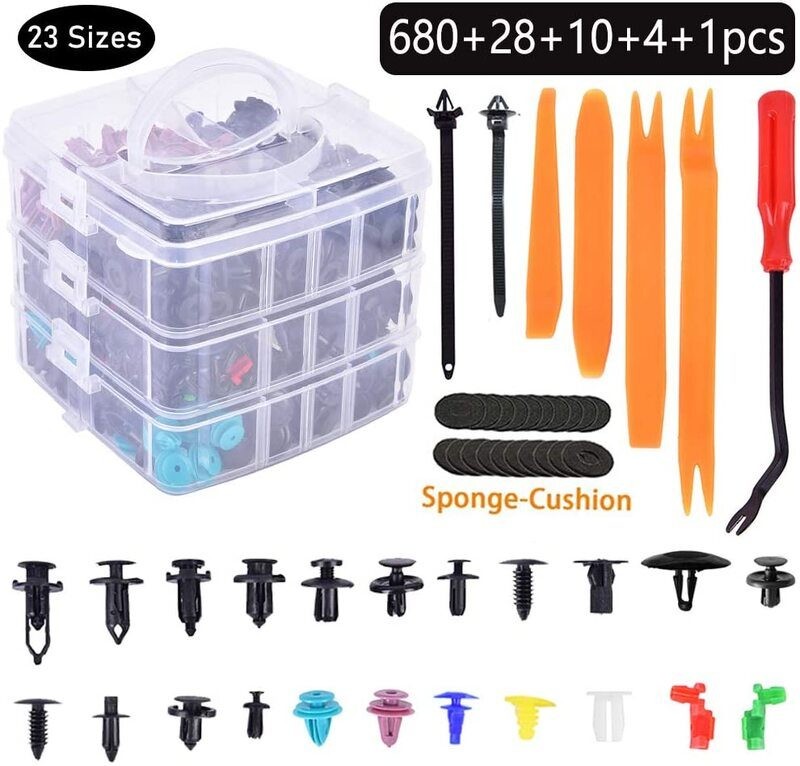 723pcs Car Push Retainer Clips Bumper Rivets Dash Removal Tools Kit