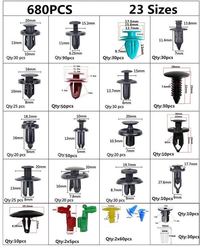 723pcs Car Push Retainer Clips Bumper Rivets Dash Removal Tools Kit