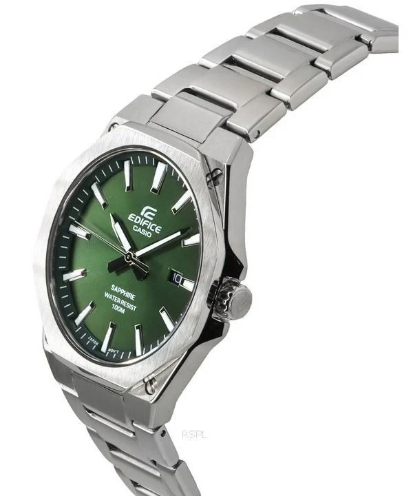 Casio Edifice Sapphire Crystal Analog Stainless Steel Green Dial Quartz EFR-S108D-3