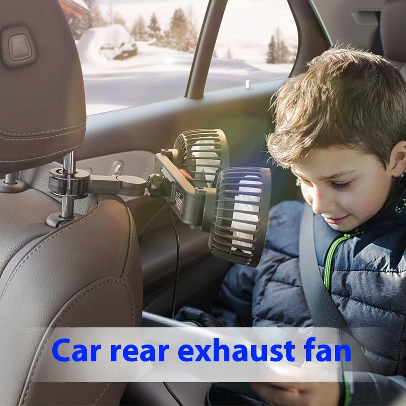 Car Mounted USB Dual Head Large Wind Power Fan