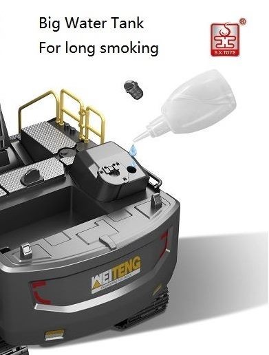 RC excavator Digger, 2.4G, 18CH, Alloy bucket, Smoke simulation