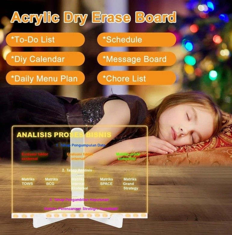 LED Note Board with Colors, Acrylic Dry Erase Board with 7 Colorful Pens