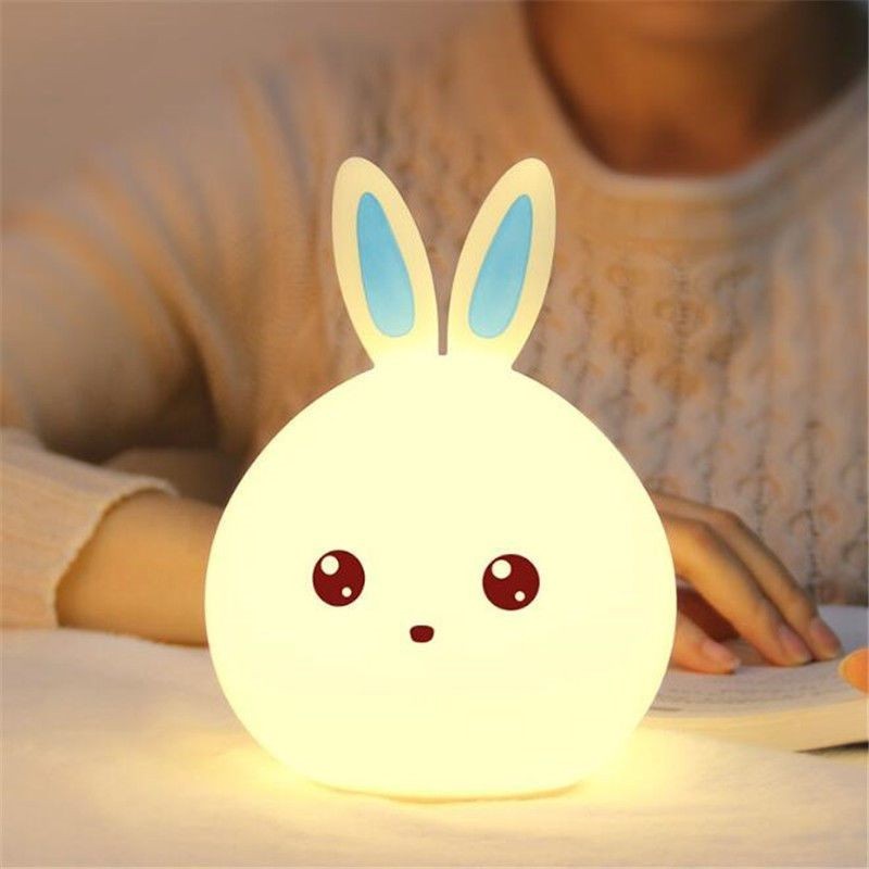 Lovely Rabbit Silicone Lamp - USB Rechargable, Colorful light