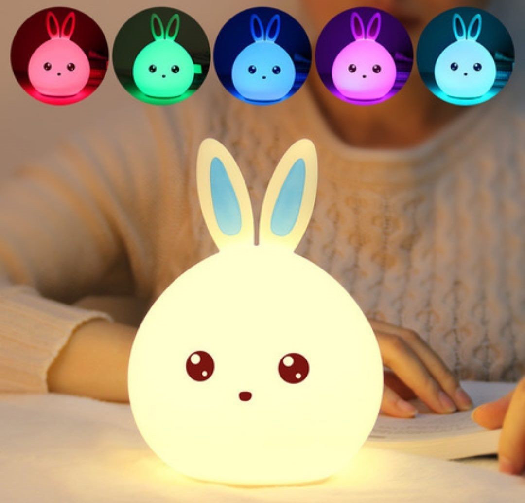 Lovely Rabbit Silicone Lamp - USB Rechargable, Colorful light