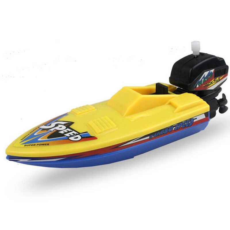 Classic Wind-Up Speed Boat Bath Toy - Floating Clockwork Toy