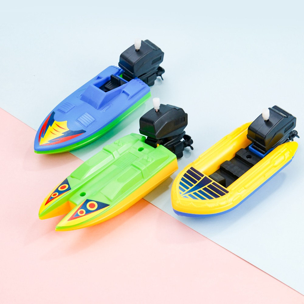 Classic Wind-Up Speed Boat Bath Toy - Floating Clockwork Toy