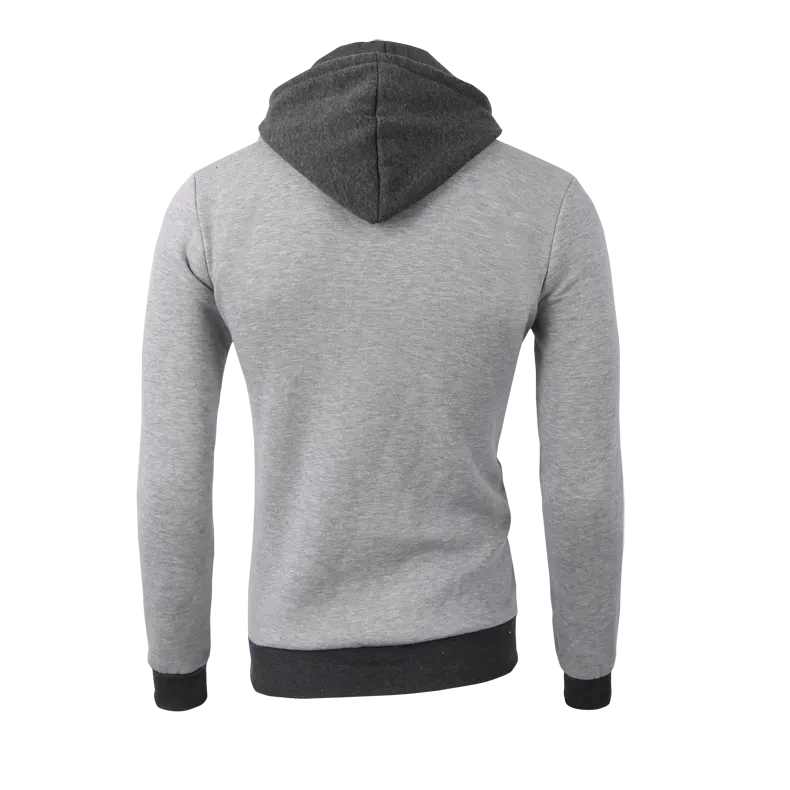 Men's Zip UP Hooded Jacket Fake Two Piece Sports Cardigan Casual Slim Sweatshirt Jacket