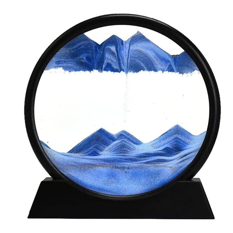 3D Moving Sand Art Picture Glass Sandscape in Motion Display Sand S Blue