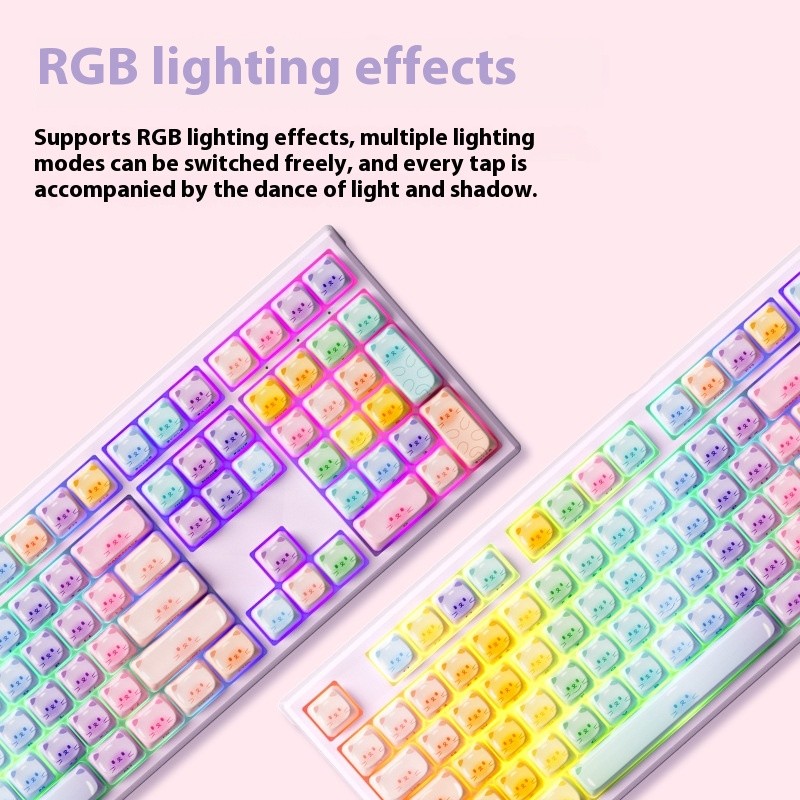 Colored Sugar Cat Mechanical Keyboard The Third Mock Examination Bluetooth