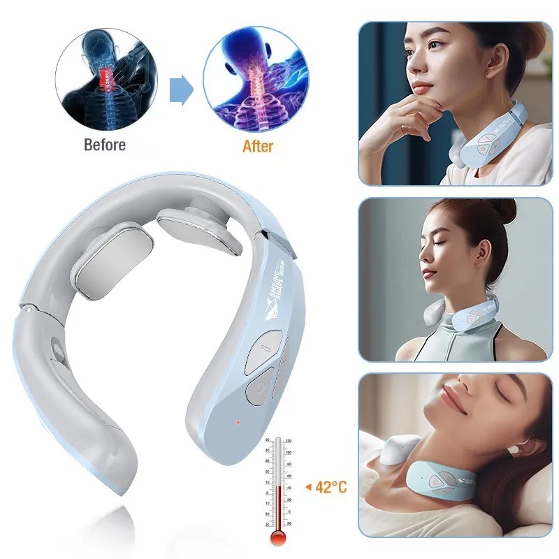Electric Neck Massager with EMS Pulse and Heating Function