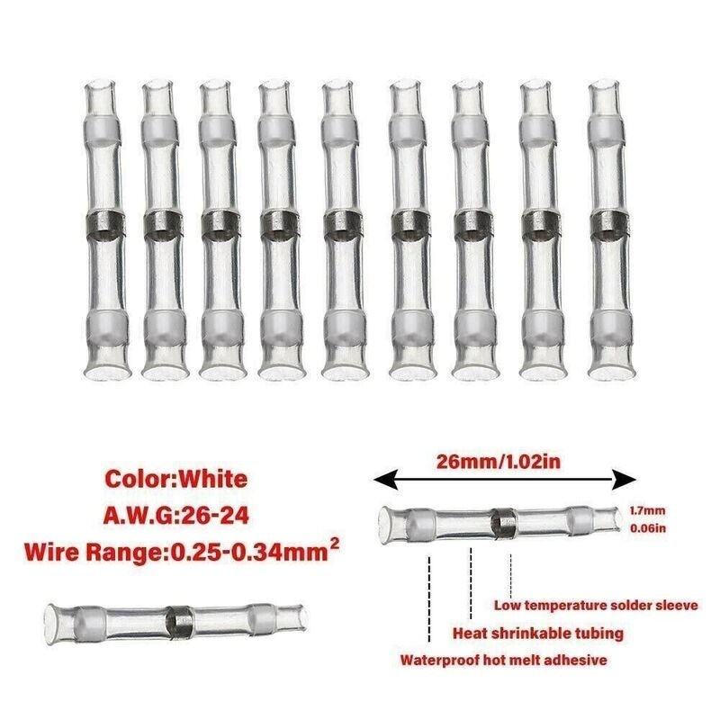 300pcs Solder Seal Sleeve Heat Shrink Butt Wire Connectors Terminals