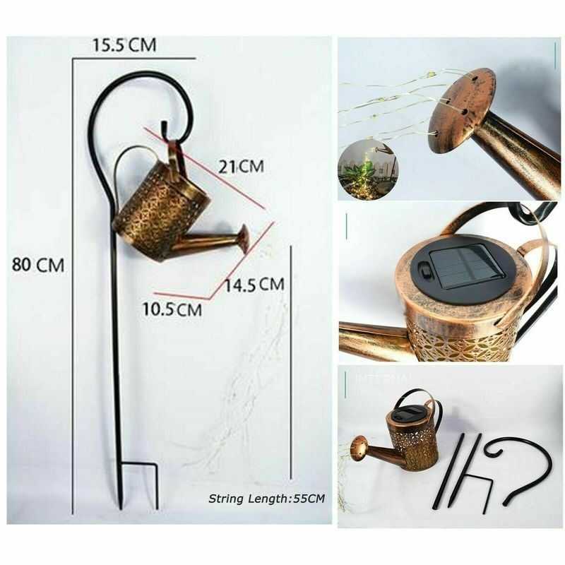 LED Watering Can String Light Solar Outdoor Garden Art Lamp