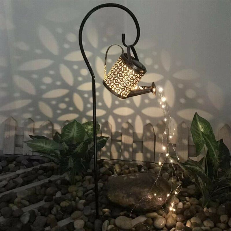 LED Watering Can String Light Solar Outdoor Garden Art Lamp