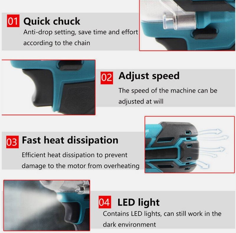 1/2" Cordless Impact Wrench Brushless Driver Torque