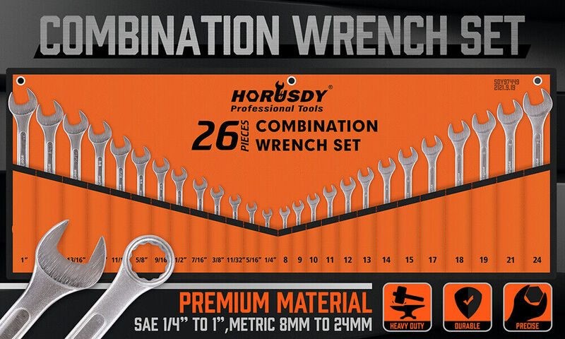 Duo Metric SAE Combination Spanner Wrench Set Extra Long