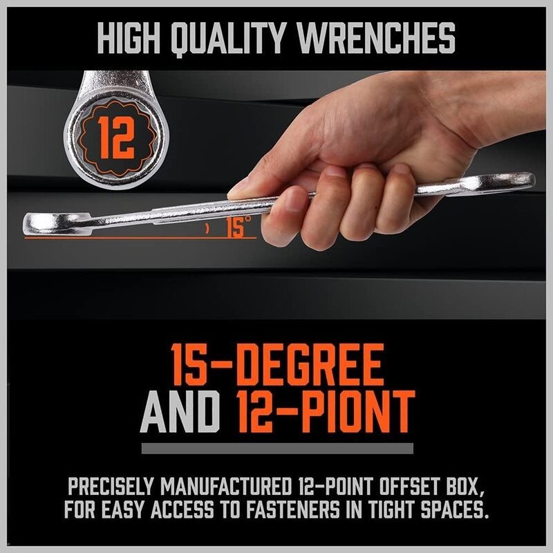 Duo Metric SAE Combination Spanner Wrench Set Extra Long