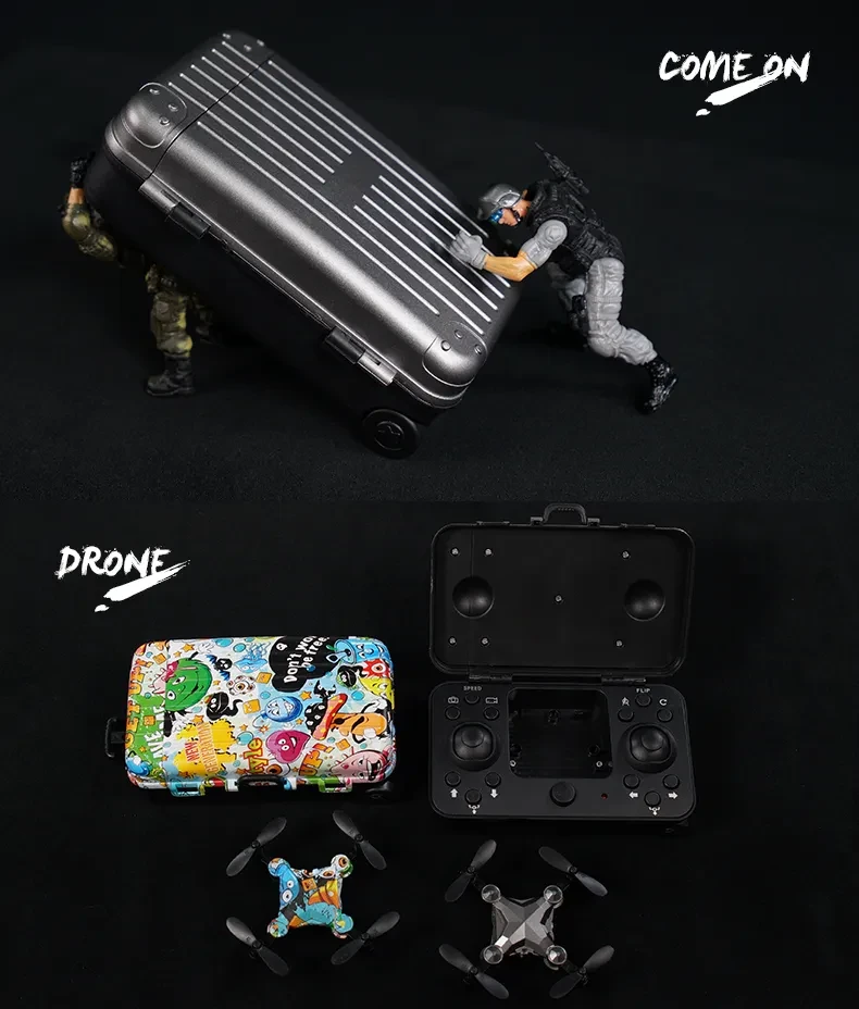 New Luggage Box Storage Box Folding Mini UAV Aerial Photography Remote Control Four Axis Children's Toys Drone