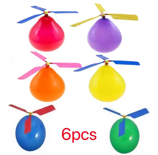 6PCS Air Balloon Helicopter Toy Funny Balloon Ortable Outdoor Helicopter Flying Kids Birthday Party Children's Day Game