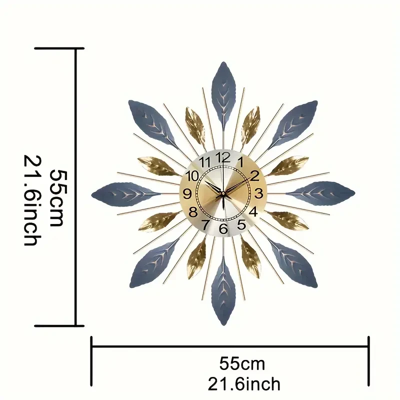 Diameter 55Cm Metal Leaf Design Wall Clock