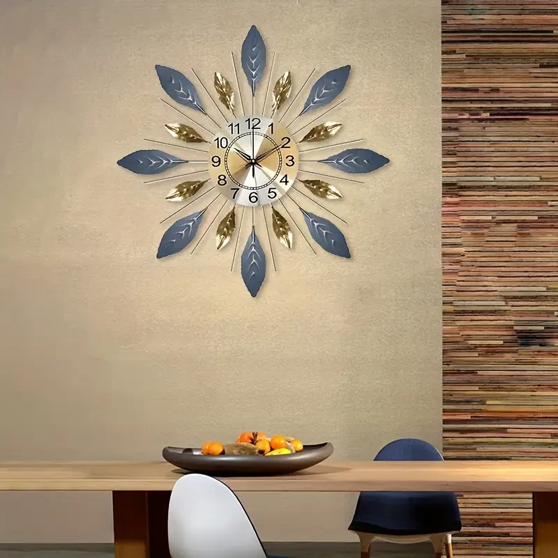 Diameter 55Cm Metal Leaf Design Wall Clock