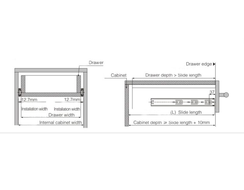 550mm Drawer Runner Soft Close