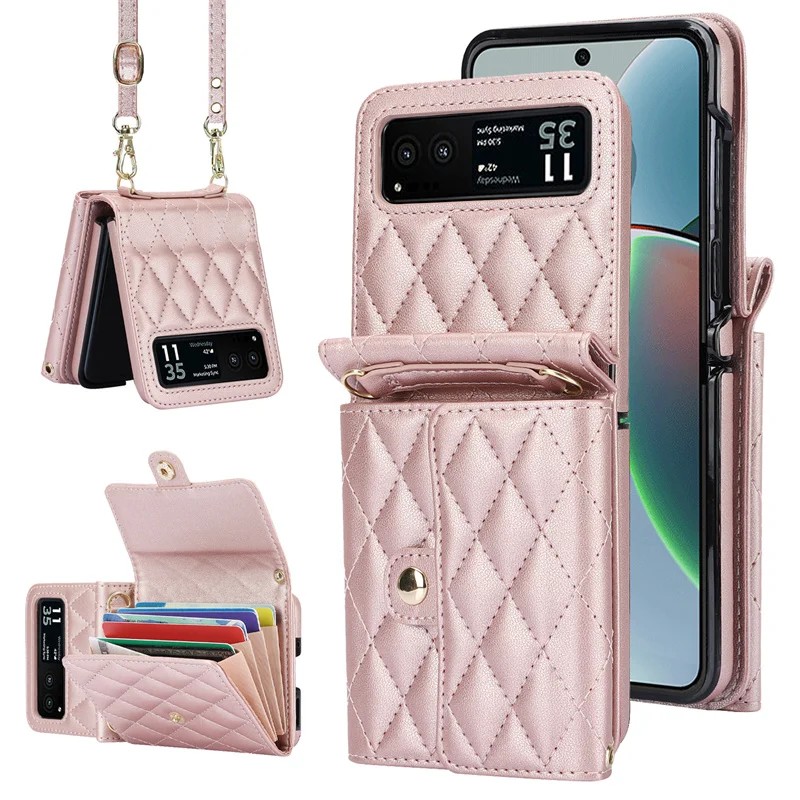 PU Leather Crossbody Lanyard Case for Motorola Razr 40 / Razr 40 Ultra