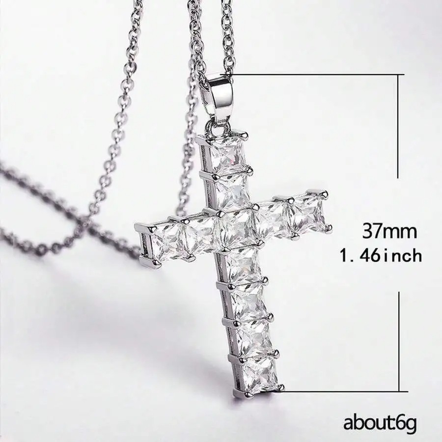 New Fashion Necklaces for Women  Gold Multi-Color Crystal Jesus Cross Pendant Necklace