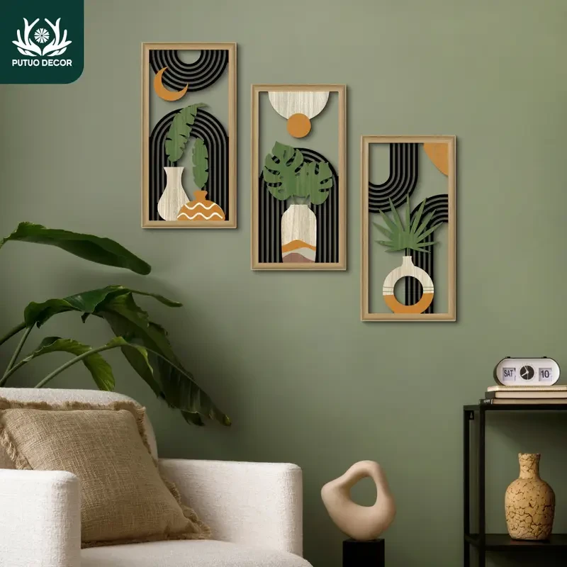 3pcs Bohemian Wooden Wall Art Set