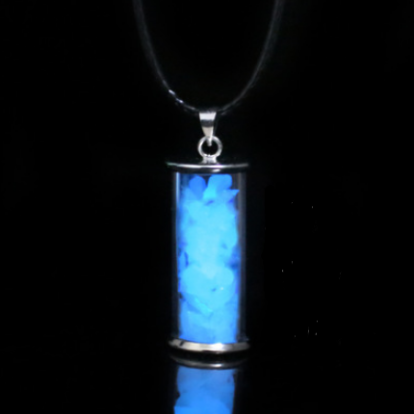 Fluorescent Wishing Bottle Pendant Glass Drifting Bottle Necklace Night Light Stone Pendant