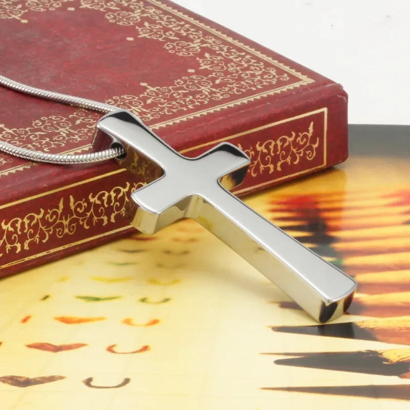 Tungsten Gold Pendant Cross Necklace Men's Accessory Christ Tungsten Steel Pendant