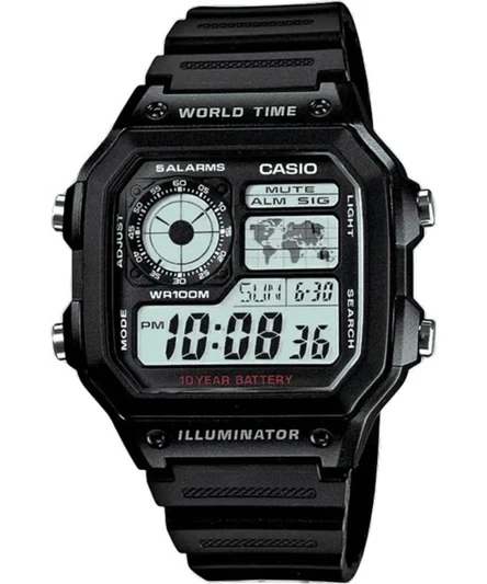 Casio Youth Illuminator World Time Alarm AE-1200WH-1AV AE1200WH-1AV Men's Watch