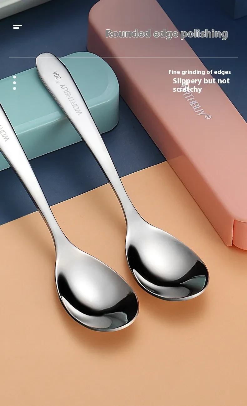 Stainless Steel Chopsticks Spoon Kit Portable Tableware Three-piece Set Student Travel Cutlery Box