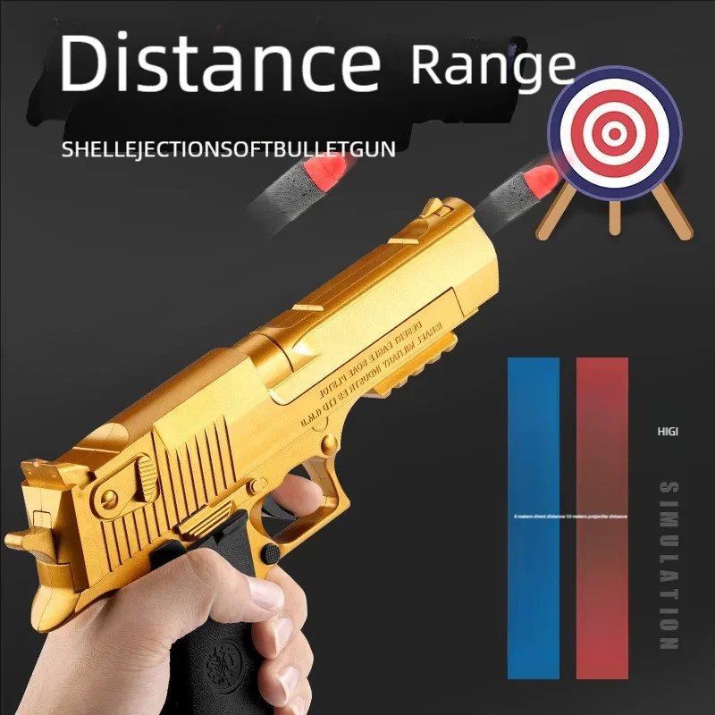 Outdoor Toy Pistol  Gold Desert Eagle, Spring-Loaded M1911