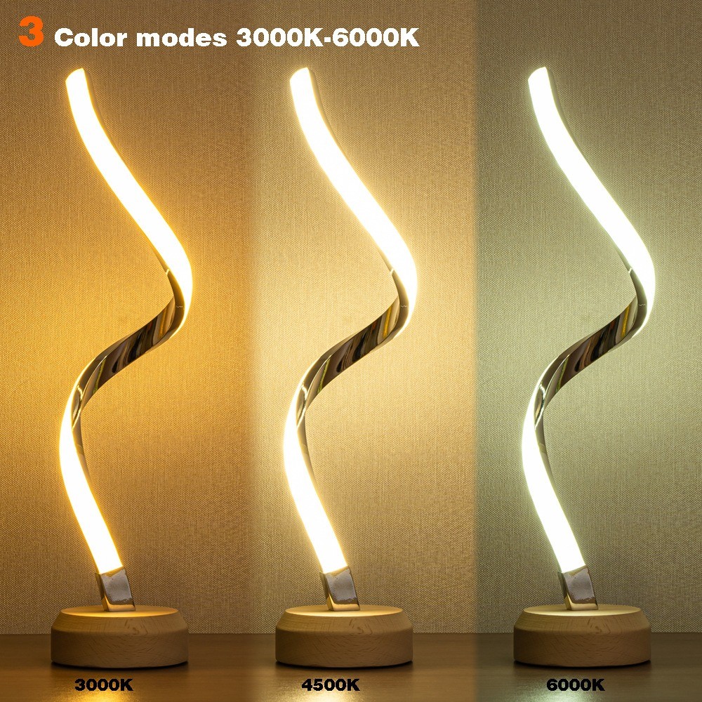 LED Spiral Table Lamp - Modern Curved Desk Lamp