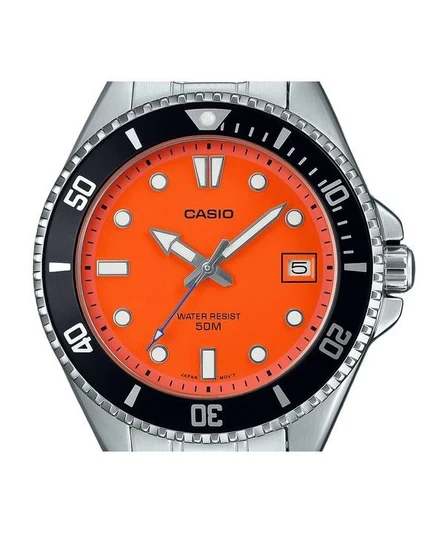 Casio Standard Analog Stainless Steel Orange Dial Quartz MDV-10D-4A1V Men's Watch