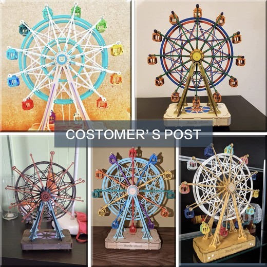 Rowood 3D Puzzles For Adults Model Kits For AdultsWooden Music BoxDIY Craft Kits For Adults Teen Boy Gifts On Birthday Christmas Ferris Wheel