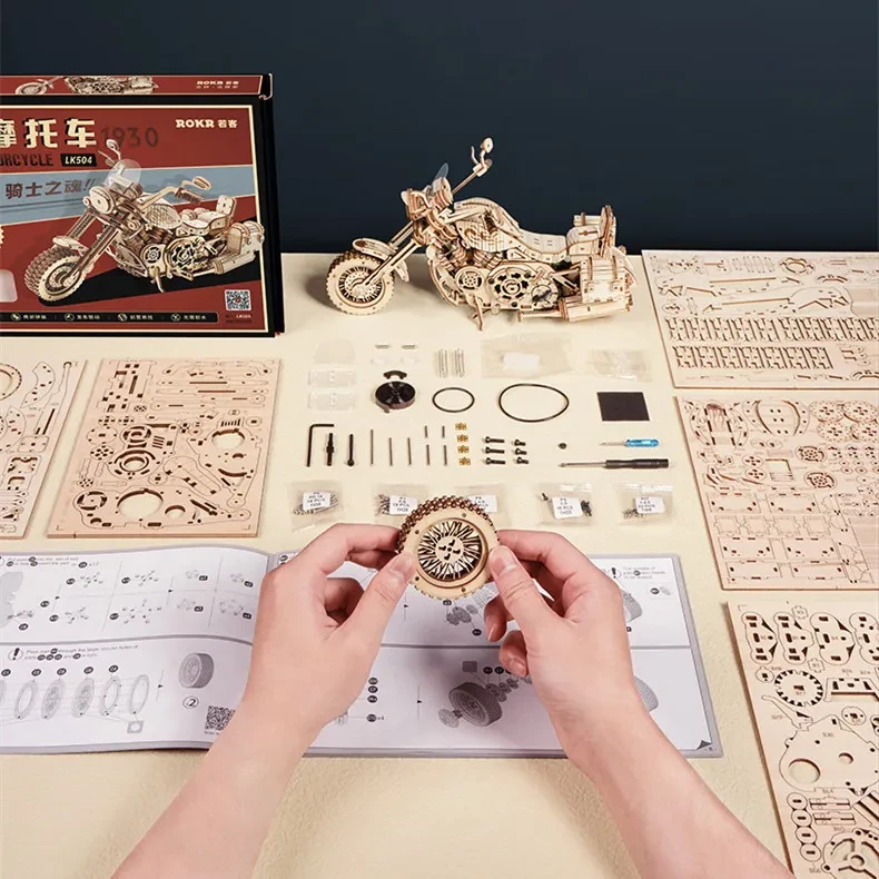 Cruise Motorcycle Manual Diy Wooden Assembly Model Decompression Toy