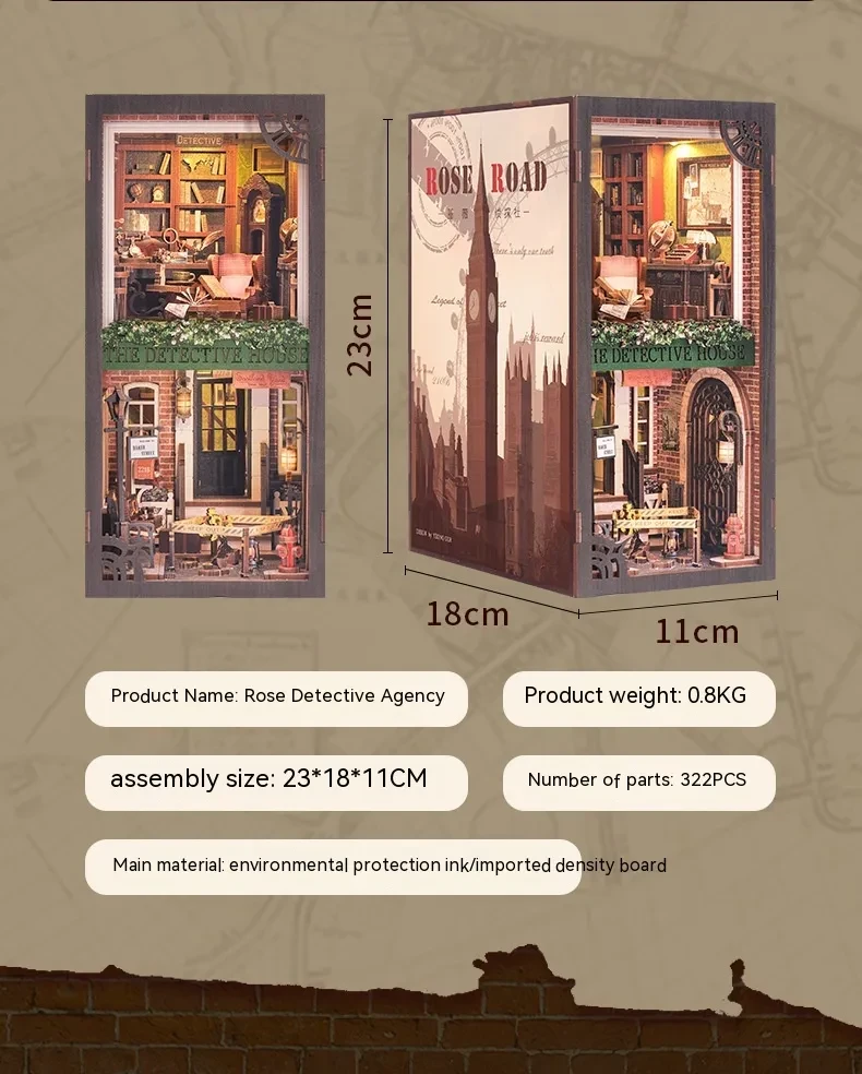 Detective Agency Diy Wooden 3d Stereo Hand-assembled Book