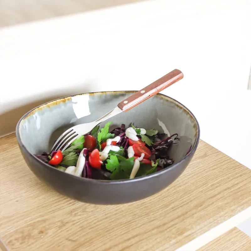 75 Inch Crackle Glaze Meal Bowl Profiled Salad Bowl