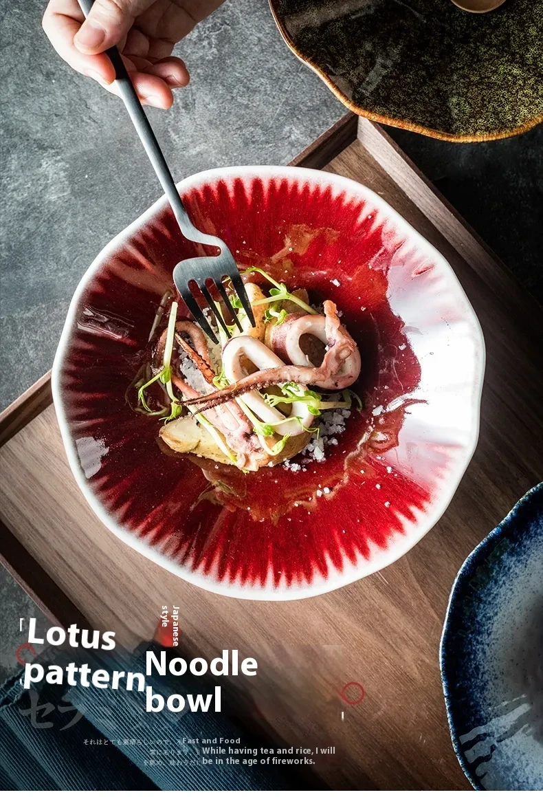Creative Ceramic Bowl Lotus Leaf Modeling Noodle Risotto Bowl