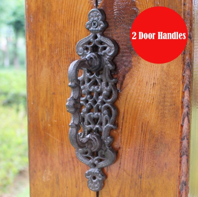 2 x Door Handles Cast Iron Heavy Duty