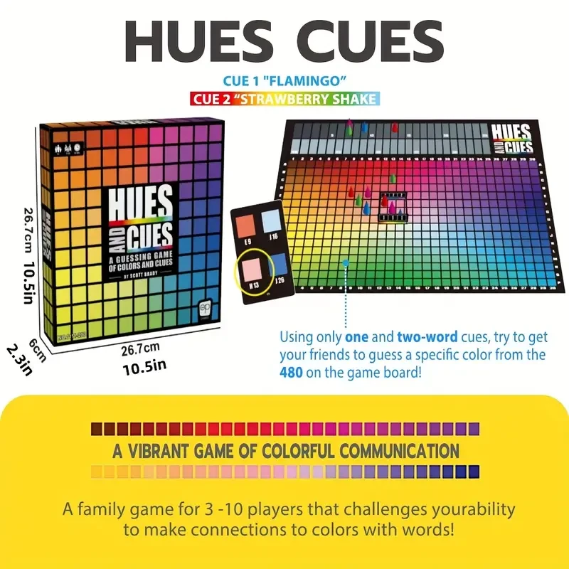Vibrant Colorful Board Game for 3-10 Players  Connect 480 Squares with Clues & Guesses