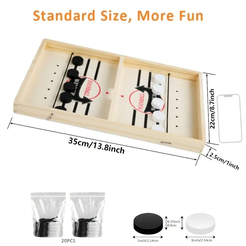 Wooden Bouncing Chess Game - Interactive Tabletop Hockey