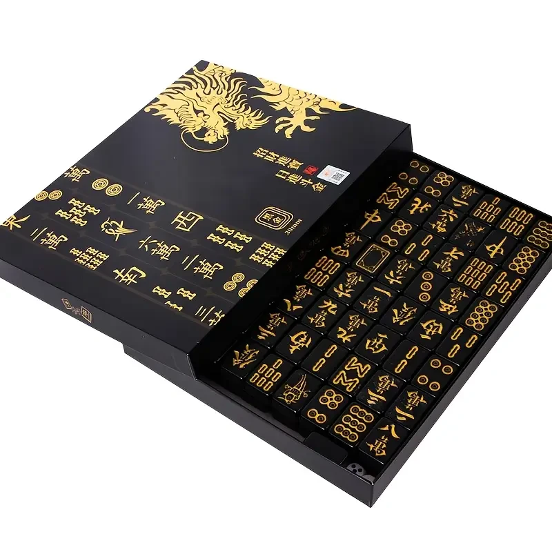 Black Golden Mahjong High Quality Portable Chinese Mahjong