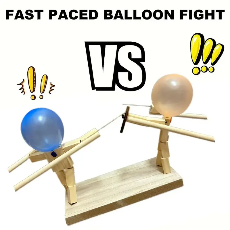 2-Player Handmade Wooden Ninja Fencing Puppets