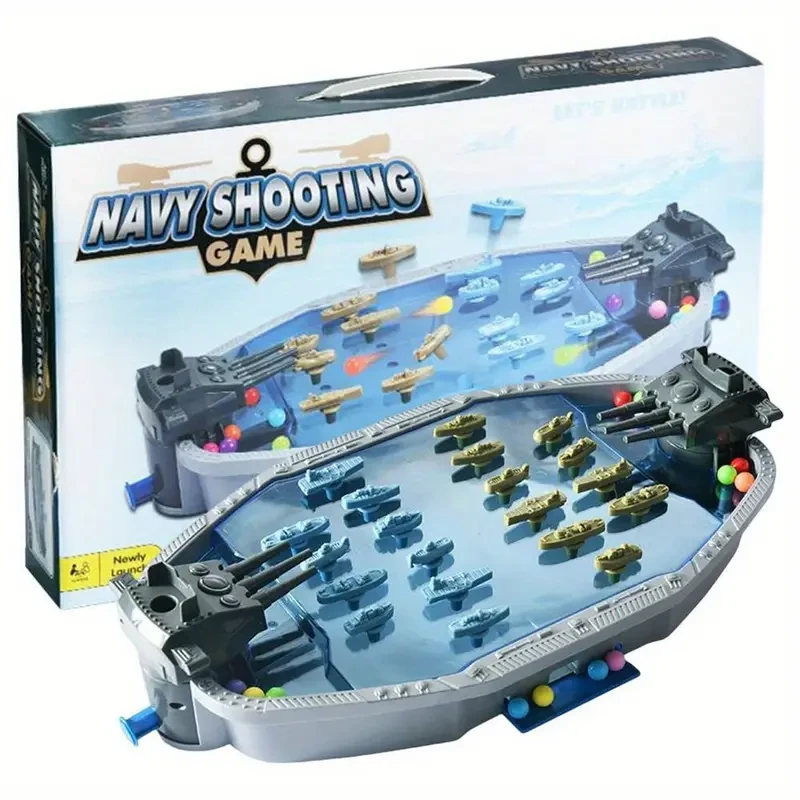 Navy Battleship Shooting Board Game  2-Player Marble Combat Game