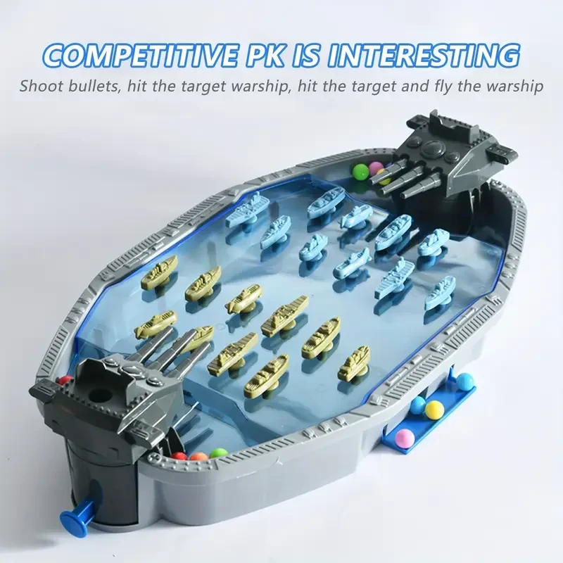 Navy Battleship Shooting Board Game  2-Player Marble Combat Game